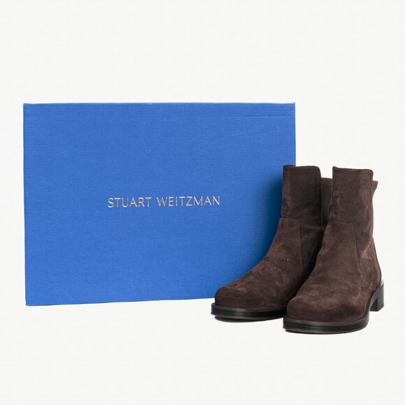 Stuart Weitzman 5050 Bold Hickory Sport Suede & Stretch Gabardine Booties - Picture 10 of 10
